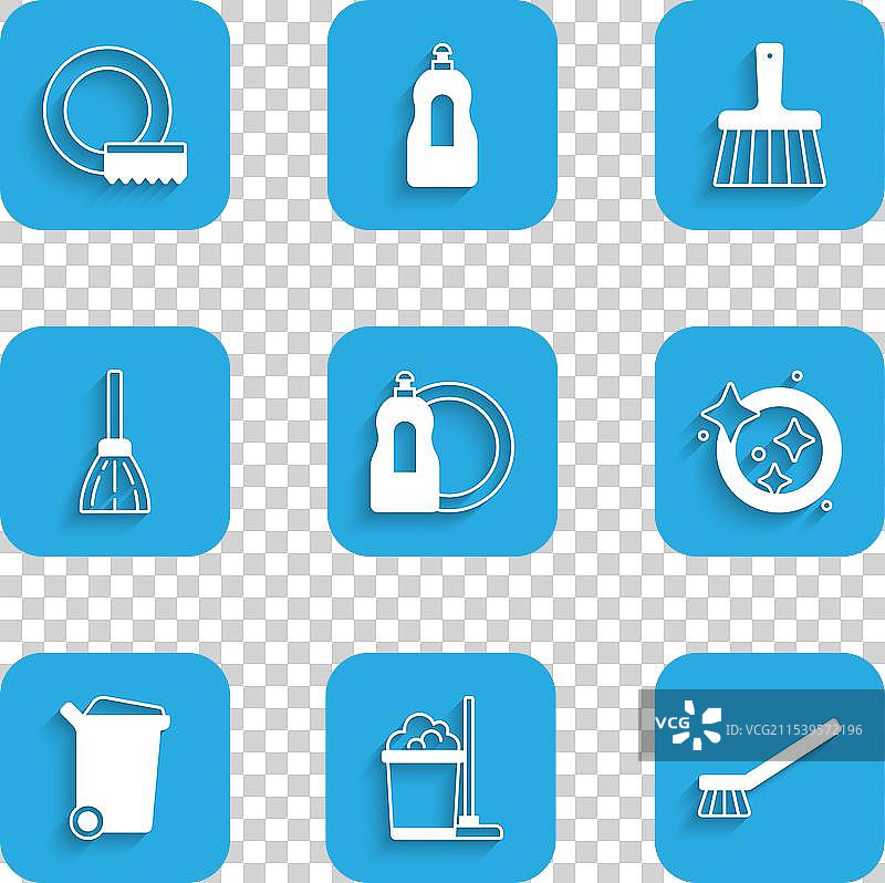 洗洁精瓶、拖把和水桶图片素材