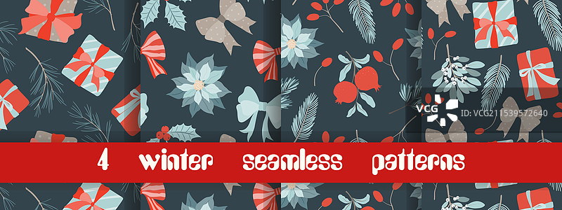 圣诞快乐新年快乐无缝图案图片素材