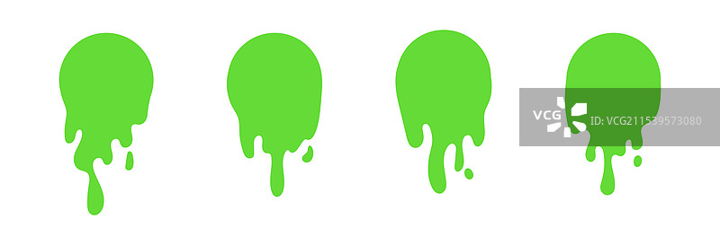 圆形滴落的绿色液体，伴有飞溅和污点图片素材