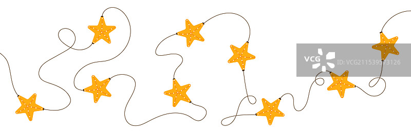 星星灯饰花环，线条艺术与素描图片素材