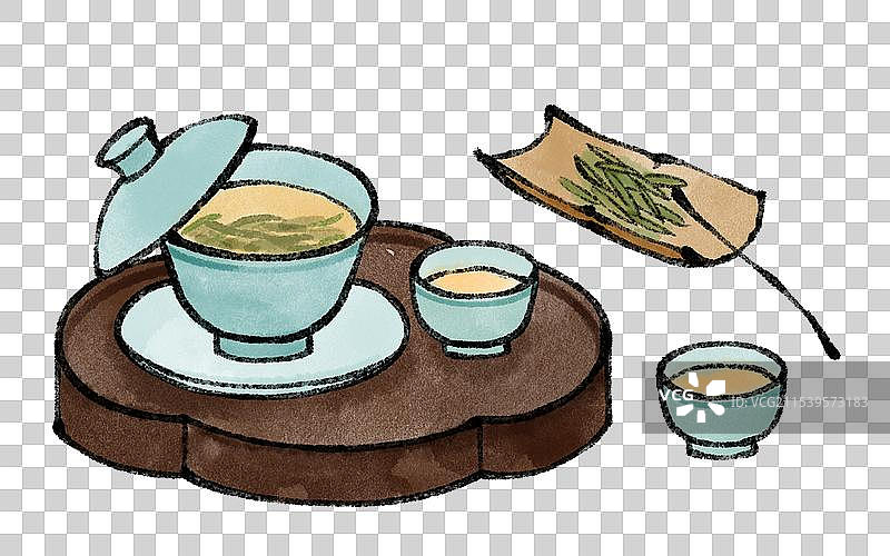 国风南京美食插画-雨花茶图片素材