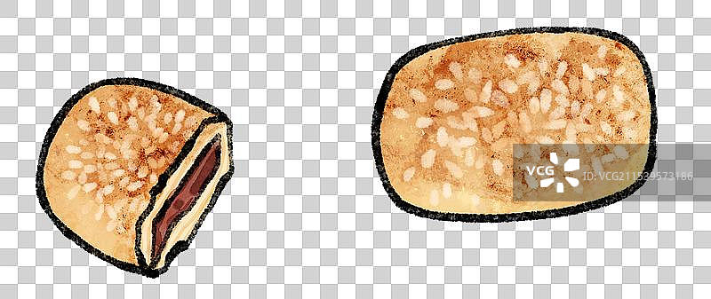 国风南京美食插画-鸭油酥烧饼图片素材