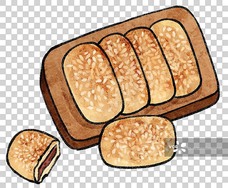 国风南京美食插画-鸭油酥烧饼图片素材