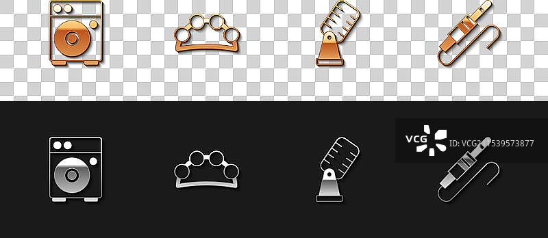 吉他放大器、铃鼓和麦克风图片素材