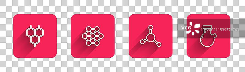 化学公式分子与试管的线条图图片素材