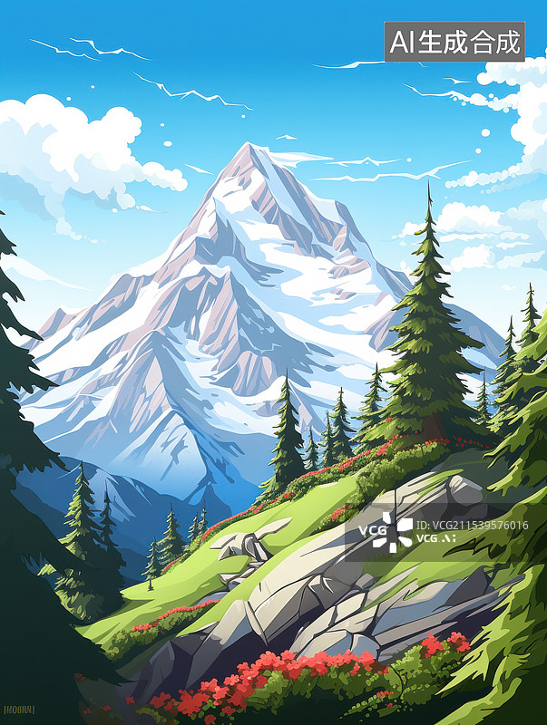 【AI数字艺术】山脉的冬日雪山日出图片素材