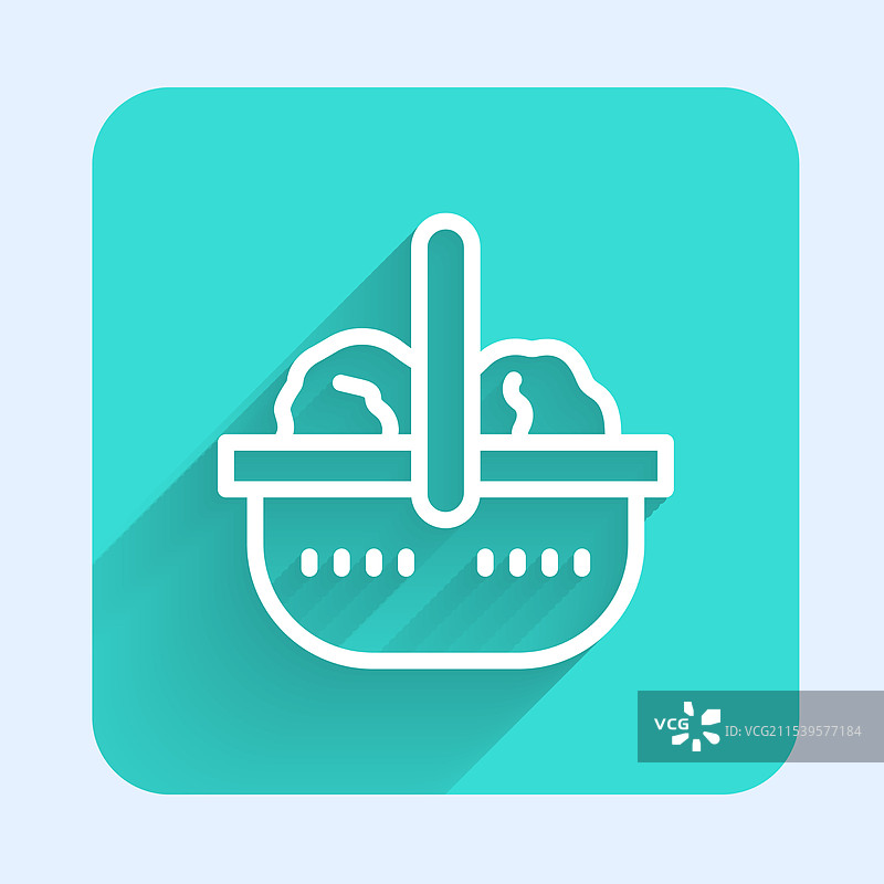 白色线条购物篮和食物图标隔离图图片素材