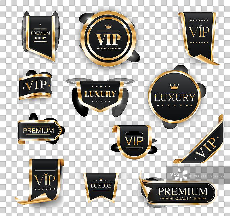金色奢华VIP标签横幅丝带标签图片素材