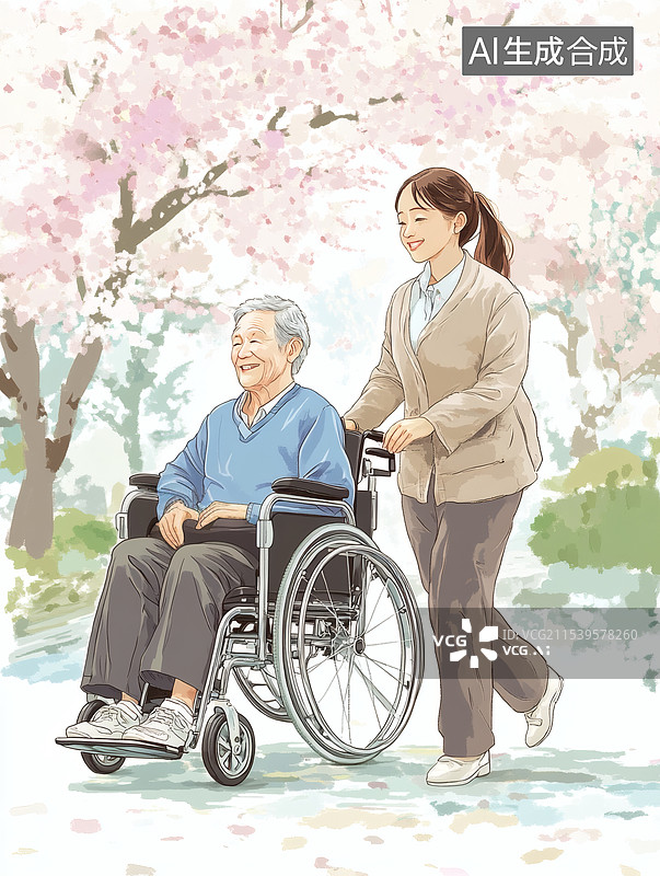 【AI数字艺术】养老陪护退休医疗老年人图片素材