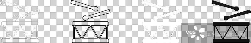 黑色背景上的鼓和鼓棒图标图片素材