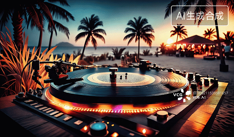 【AI数字艺术】海滩音乐派对图片素材