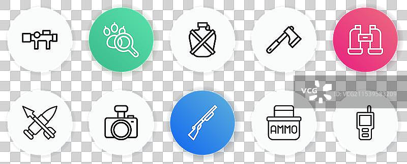 猎枪、双筒望远镜、交叉子弹的图案图片素材