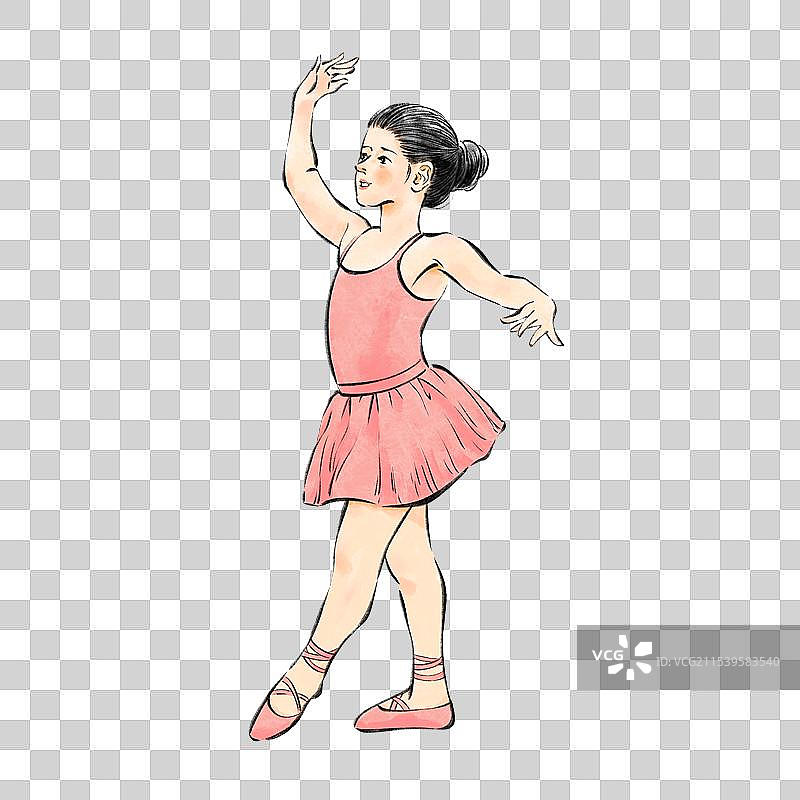 跳芭蕾舞的小女孩元素图片素材