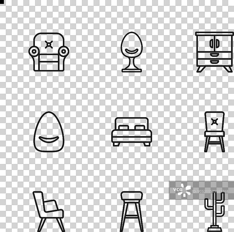 沙发椅、衣帽架、大床、衣柜图片素材