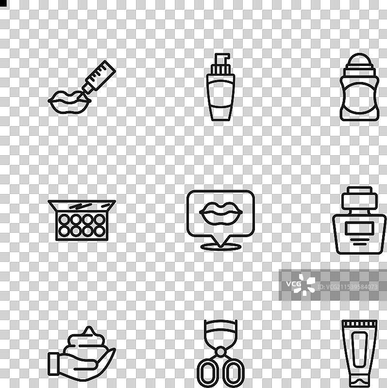 眼线、睫毛夹、香水、面霜或乳液图片素材