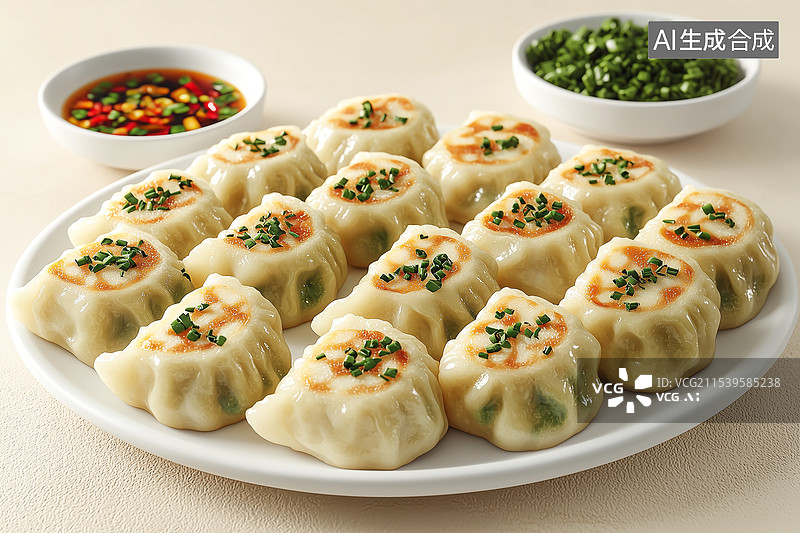 【AI数字艺术】煎饺新春元素年夜饭中国美食小吃图片素材