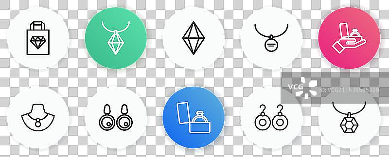 盒子里的线条钻石订婚戒指项链图片素材