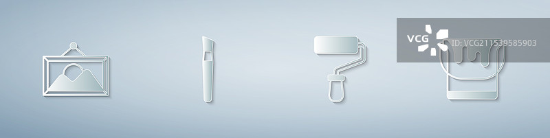 画刷和滚筒的风景画图片素材