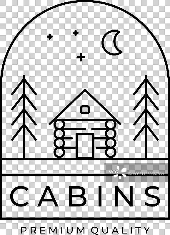 简约线条艺术小屋徽章logo模板图片素材