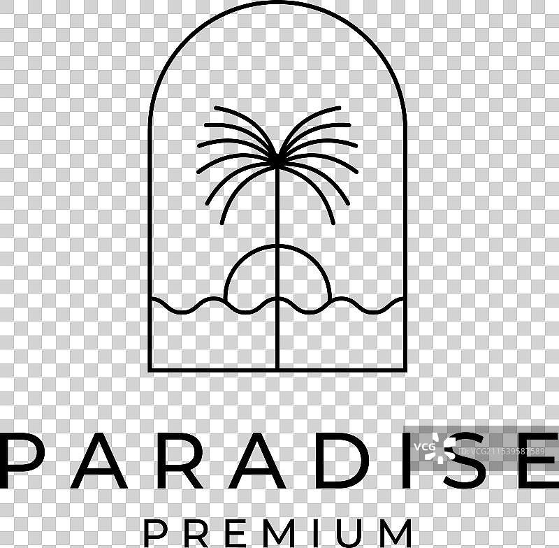 天堂棕榈树岛屿线条标志符号图片素材