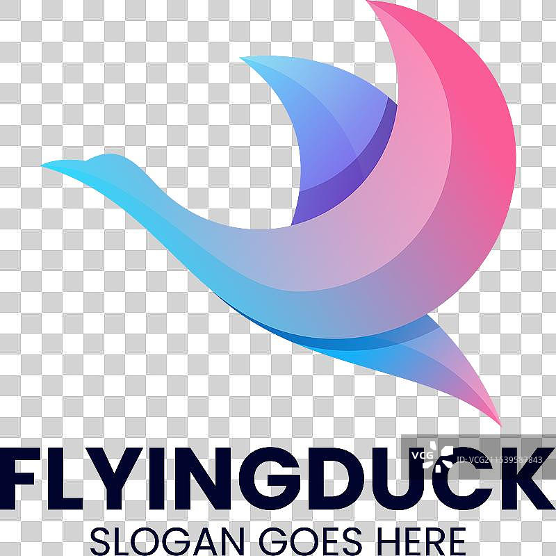 彩色渐变风格的鸭子logo图片素材