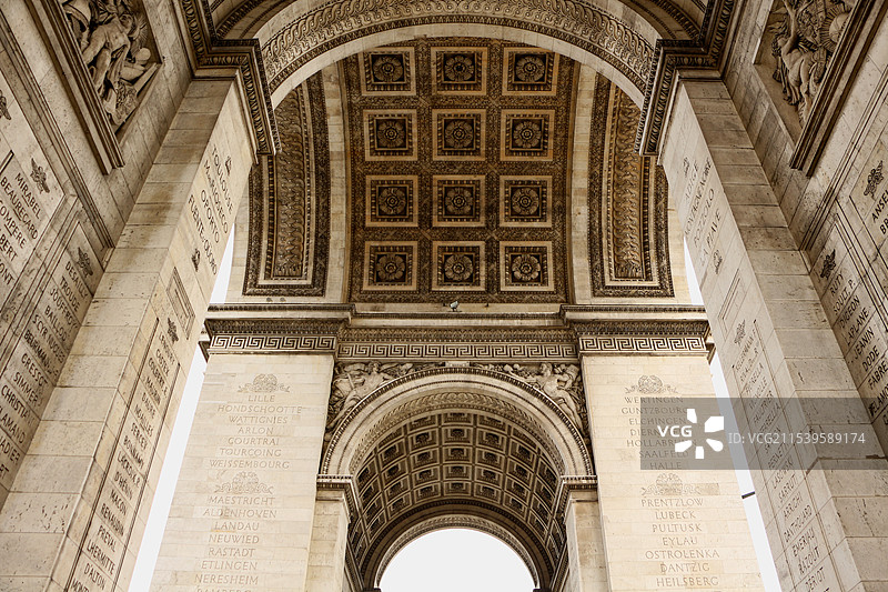 法国巴黎著名景点凯旋门的拱顶图片素材