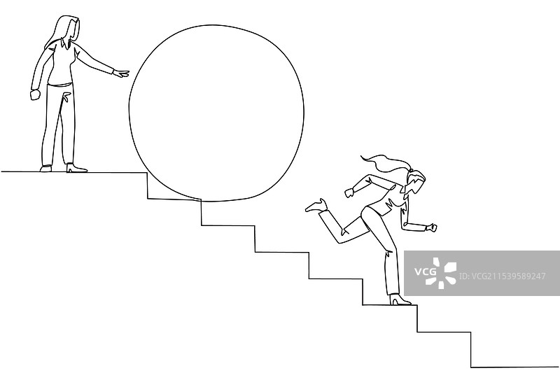 单一连续线条绘制的女商人图片素材