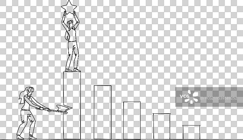 连续一笔画的女商人图片素材