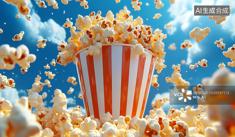 【AI数字艺术】爆米花甜食小吃插图图片素材