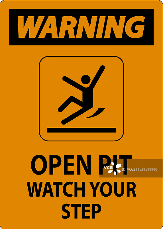 警告标志：开放式坑洞，请小心脚下图片素材