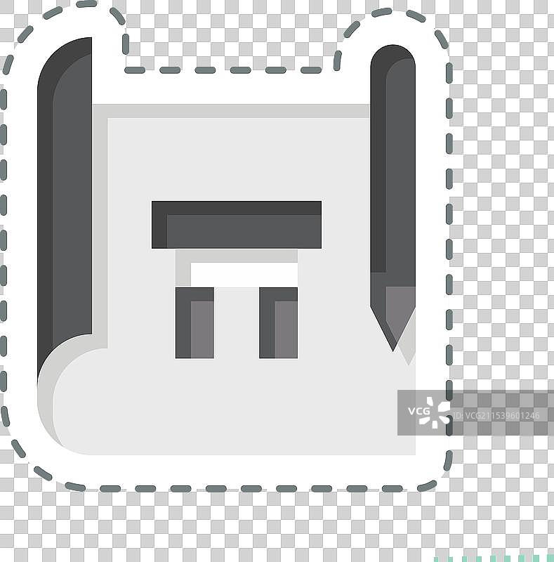 与木工相关的贴纸线条剪切图绘图片素材