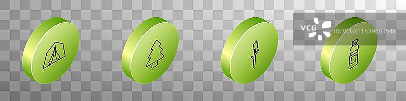 等距线风格的旅游帐篷与森林图片素材