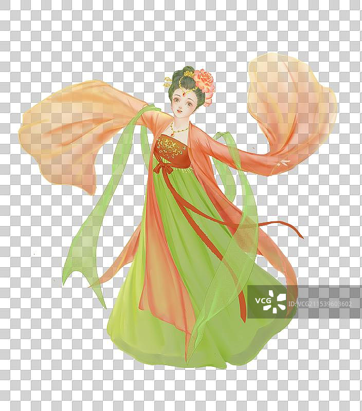 穿着古风汉服古装唐代襦裙转圈舞蹈女人图片素材