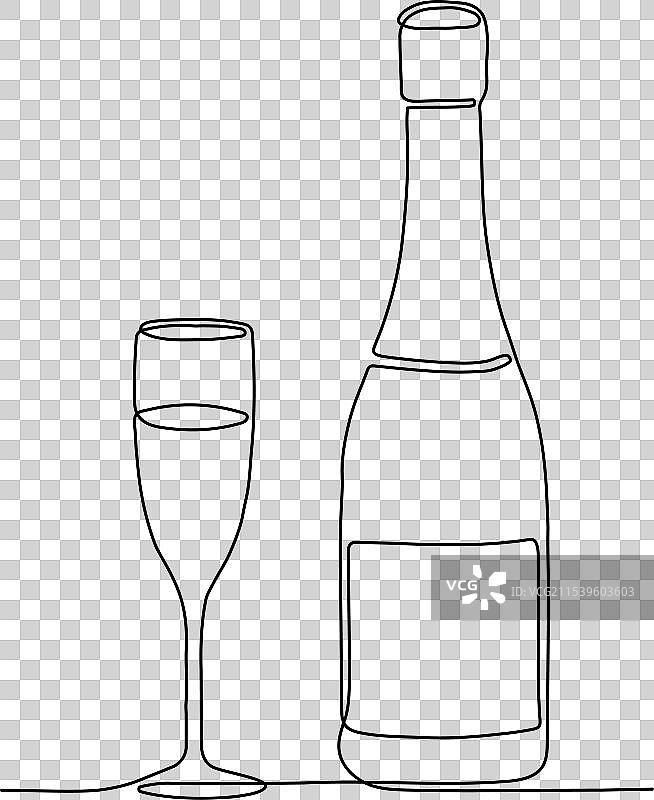 香槟连续一笔画图片素材