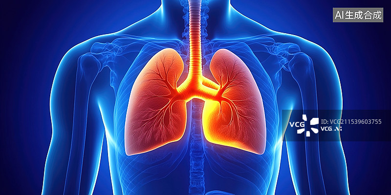 【AI数字艺术】详细医学胸部X射线可视化肺部和心脏的精细解剖结构医疗专业人士和教育的抽象医疗背景图片素材