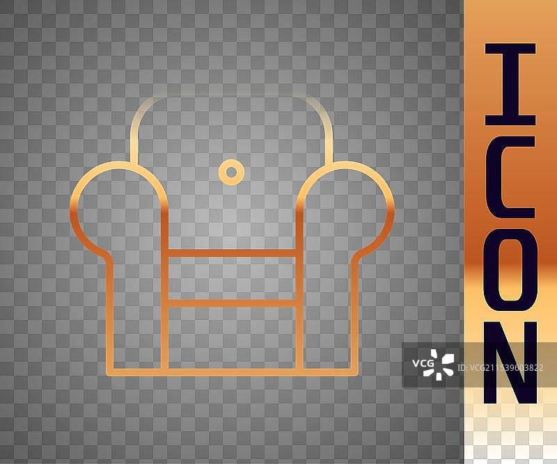 黑色背景上的金色线条扶手椅图标图片素材