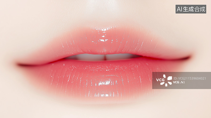【AI数字艺术】彩妆主题海报——涂了唇彩的美丽嘴唇图片素材