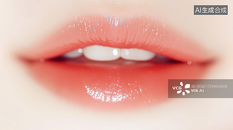 【AI数字艺术】彩妆主题海报——涂了唇彩的美丽嘴唇图片素材
