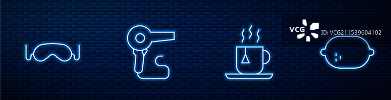 茶杯、茶包和眼罩的静物摆设图片素材