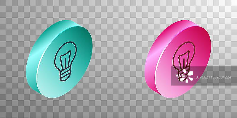 等距线条灯泡与创意概念图片素材