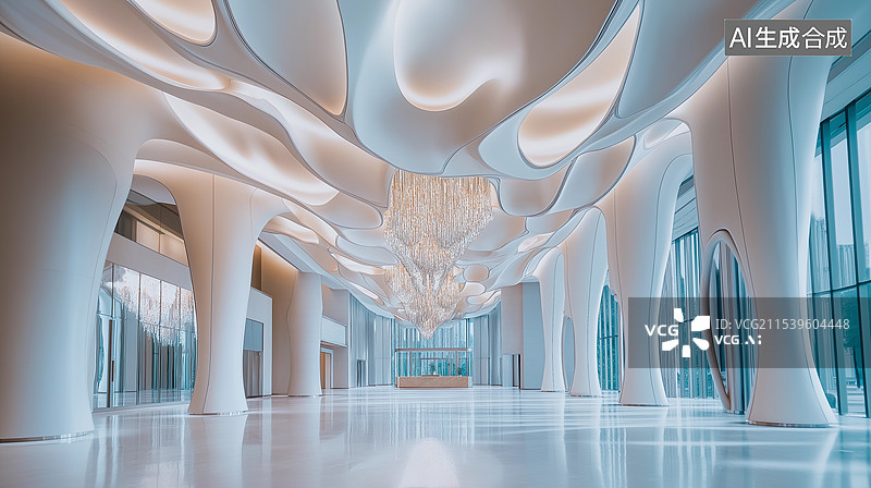 【AI数字艺术】现代风格室内大厅图片素材