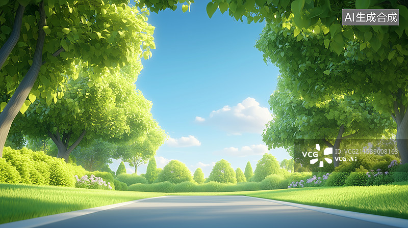 【AI数字艺术】3D卡通童话森林之路图片素材