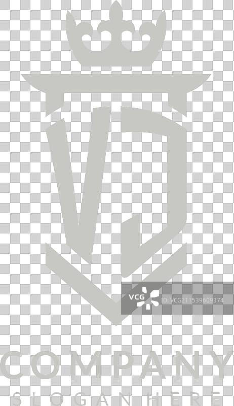 初始VJ盾牌和皇冠标志风格图片素材