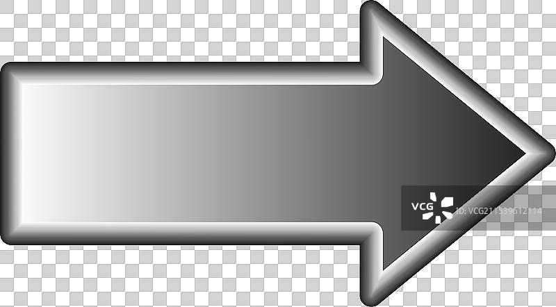 银色箭头图标，指向右侧，流线型设计图片素材