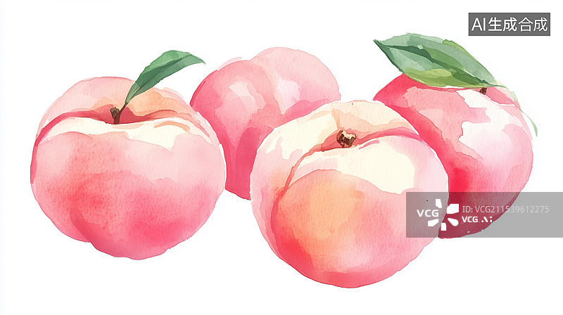【AI数字艺术】水彩桃子图片素材