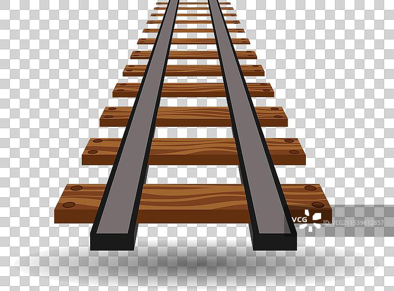 透明背景上的铁路轨道或铁路线图片素材