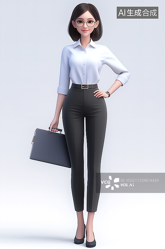 【AI数字艺术】时尚职业女性卡通形象图片素材