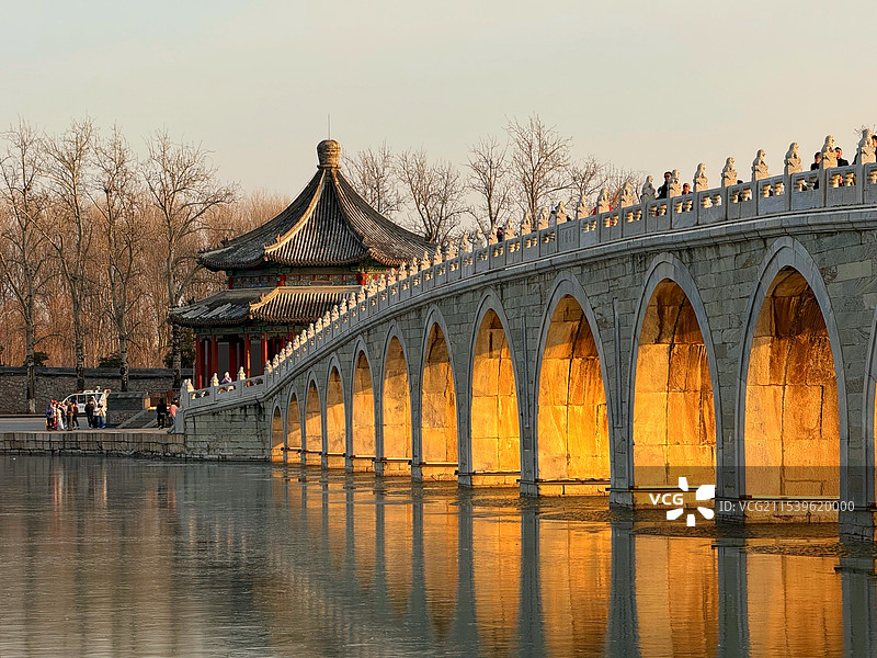 金光穿洞—颐和园十七孔桥图片素材