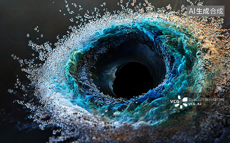 【AI数字艺术】一幅令人惊叹的宇宙场景，描绘了银河、黑洞和旋涡，背景是深邃的黑色，唤起了探索和宇宙奥秘的感觉。图片素材