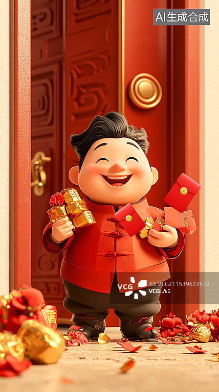 【AI数字艺术】春节，红包，开门红，恭喜发财图片素材